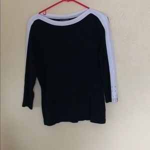 Chaps black and white 3/4 sleeved shirt